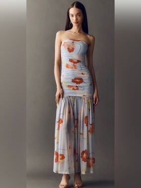 Bardot Solana Drop Waist Strapless Maxi Dress Sz 12